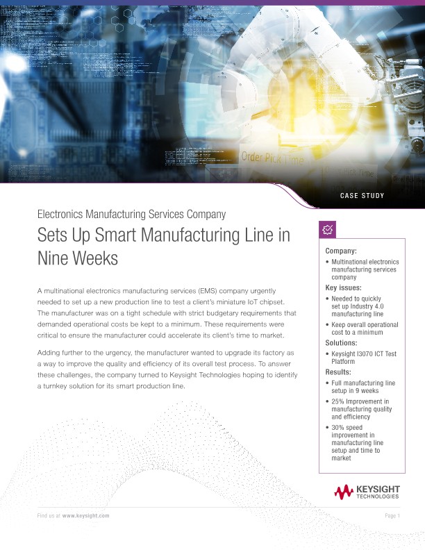 Electronics Manufacturing Services Company Sets Up Smart Manufacturing Line in Nine Weeks