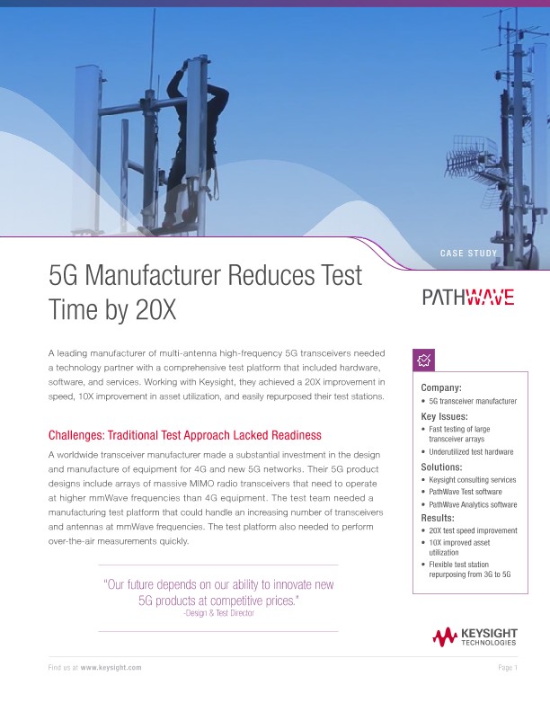 5G Manufacturer Reduces Test Time by 20X