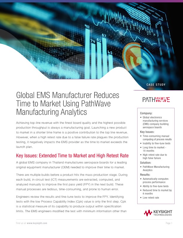 Reducing Time to Market with PathWave Manufacturing Analytics