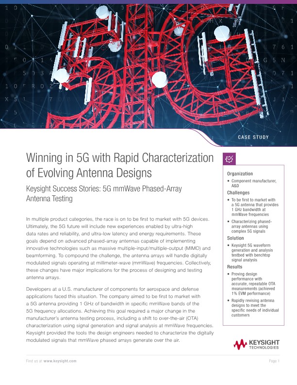 Winning in 5G with Rapid Characterization of Antenna Designs