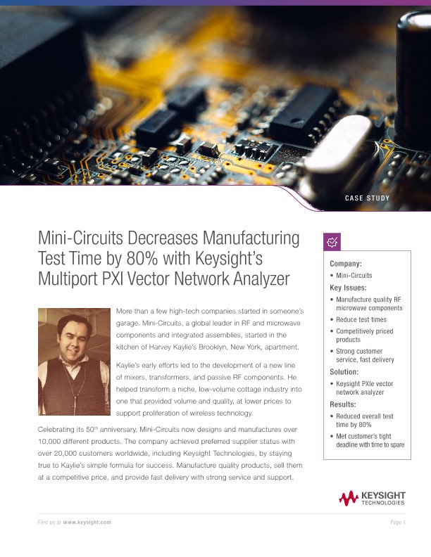 Mini-Circuits Decreases Manufacturing Time with Keysight’s PXI VNA