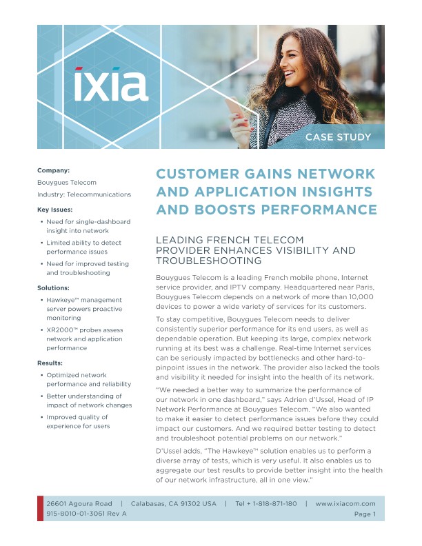French ISP Relies on Ixia Network Testing and Monitoring Solutions