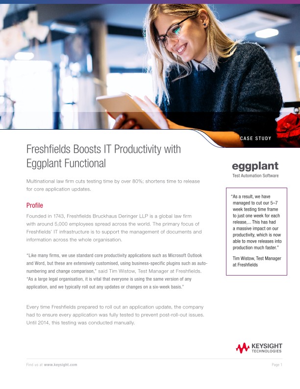 Freshfields Boosts IT Productivity with Eggplant Functional