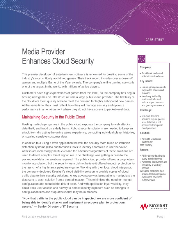 Media Provider Enhances Cloud Security