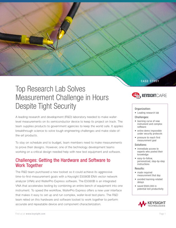 Top Research Lab Solves Measurement Challenge in Hours Despite Tight Security