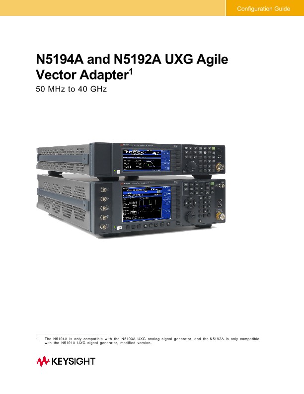 N5194A and N5192A UXG Agile Vector Adapter 50 MHz to 40 GHz