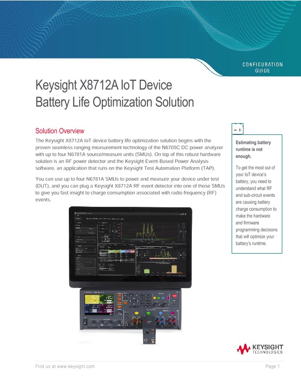 Keysight X8712A IoT Device Battery Life Optimization Solution