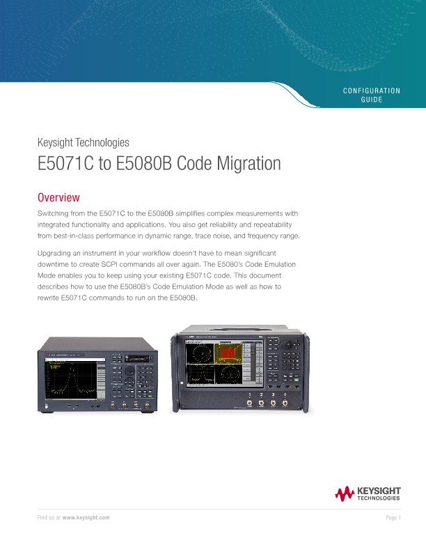 Keysight Technologies E5071C to E5080B Code Migration