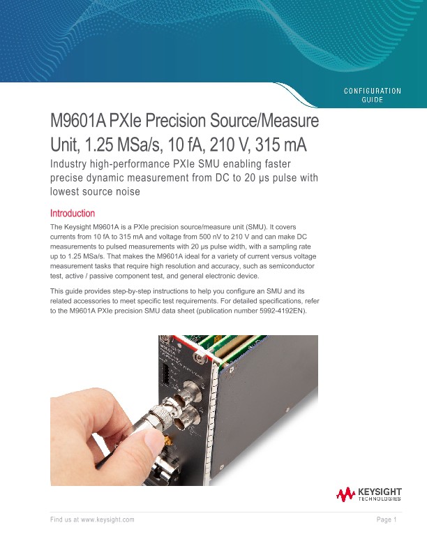 M9601A PXIe Precision Source/Measure Unit