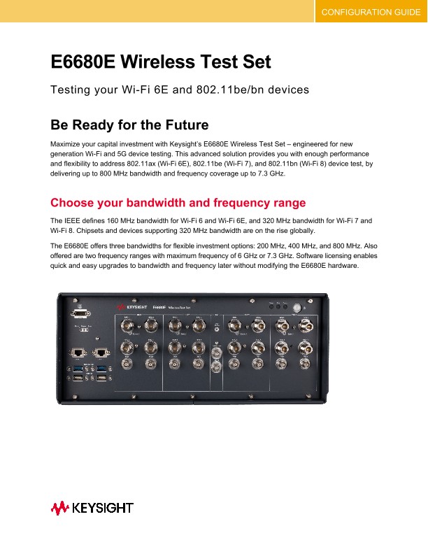 E6680E Wireless Test Set for Wi-Fi 6E and 802.11be Device Testing