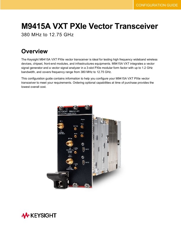 M9415A VXT PXIe Vector Transceiver