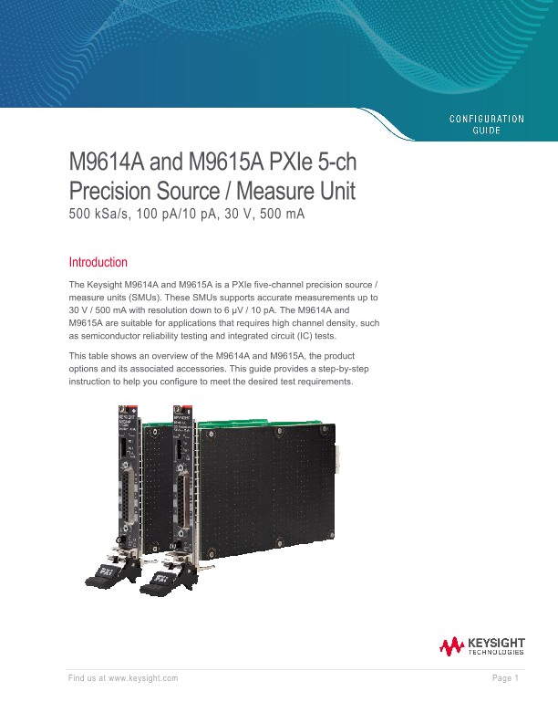 M9614A and M9615A PXIe 5-ch Precision Source/Measure Unit
