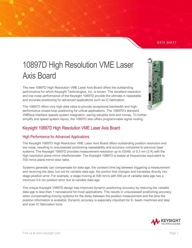 10897D High Resolution VME Laser Axis Board