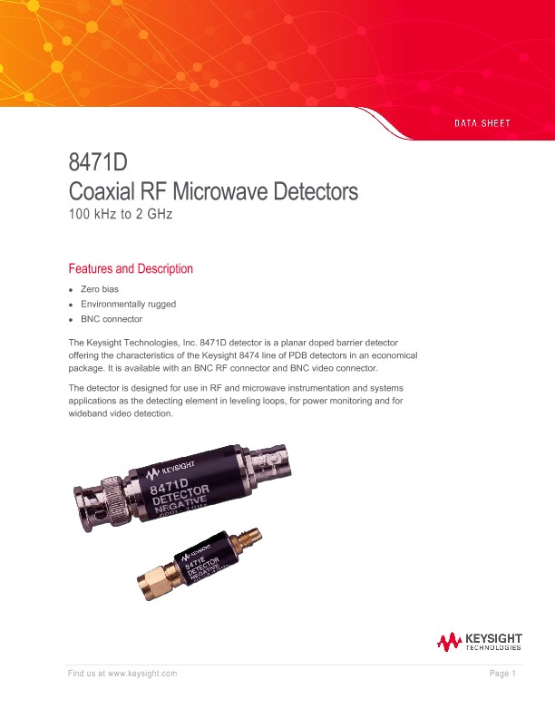 8471D Coaxial RF Microwave Detectors