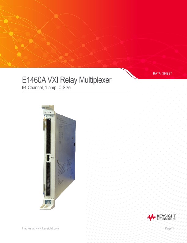Keysight E1460A 64-Channel Relay Multiplexer Data Sheet