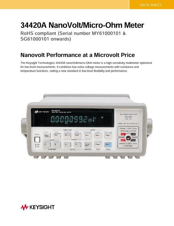 34420A Nanovolt/Micro-Ohm Meter