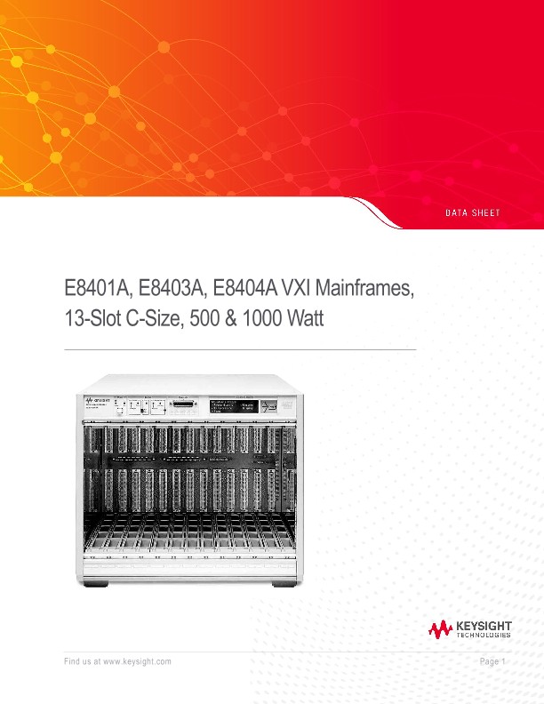 E8401A, E8403A, E8404A VXI Mainframes, 13-Slot, C-Size, 500 & 1000 Watt 