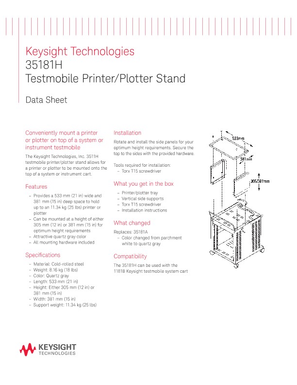 35181H  Testmobile Printer/Plotter Stand 