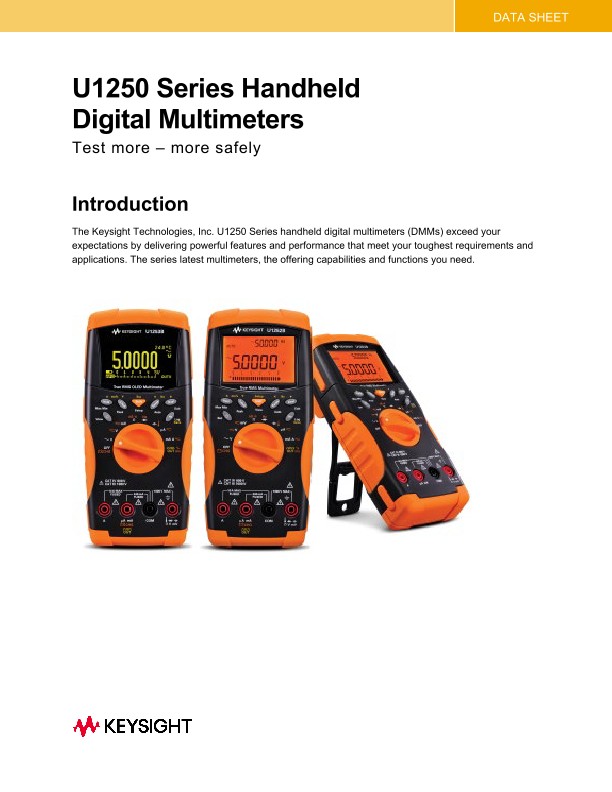 U1250 Series Handheld Digital Multimeters