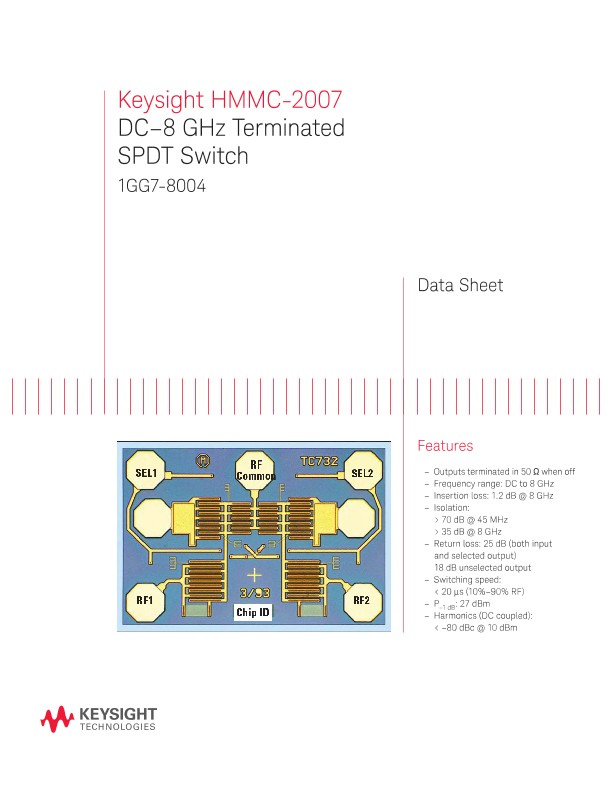 HMMC-2007 DC–8 GHz Terminated SPDT Switch