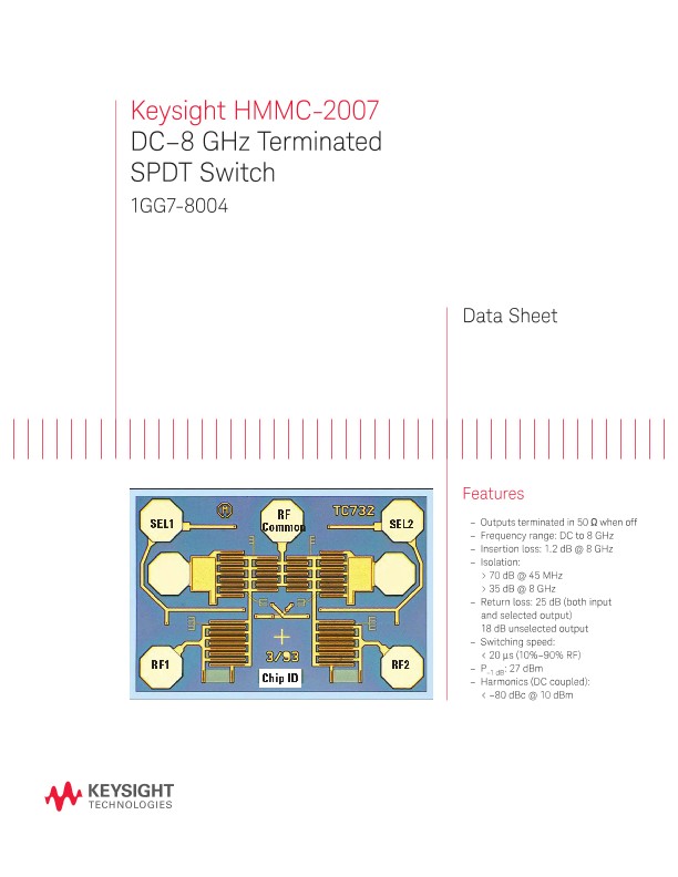 HMMC-2007 DC–8 GHz Terminated SPDT Switch