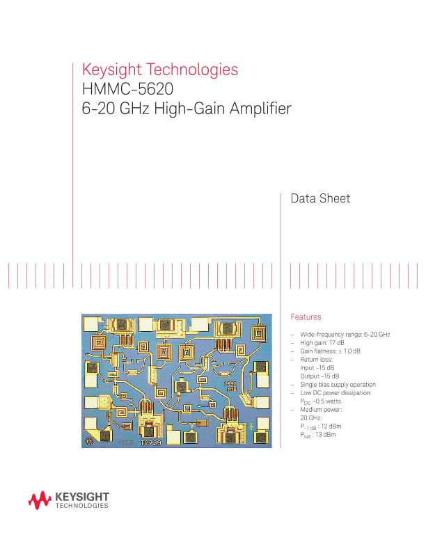 HMMC-5620 6-20 GHz High-Gain Amplifer 