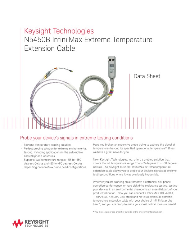 N5450A InfiniiMax Extreme Temperature Extension Cable