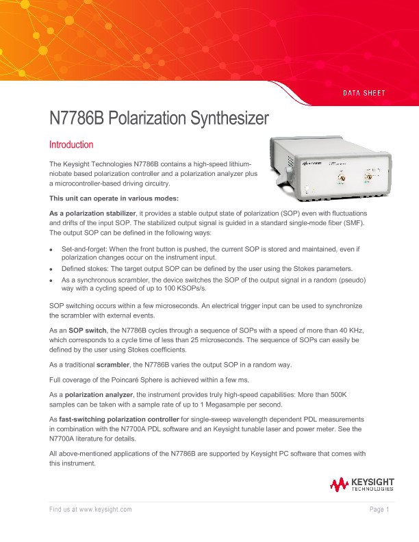 N7786B Polarization Synthesizer