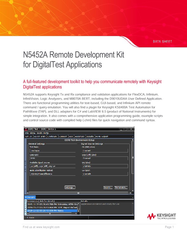 N5452A Remote Development Kit for DigitalTest Applications