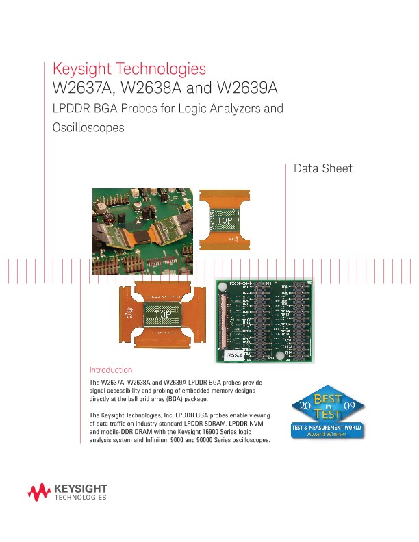 W2637A, W2638A and W2639A LPDDR BGA Probes for Logic Analyzers and Oscilloscopes
