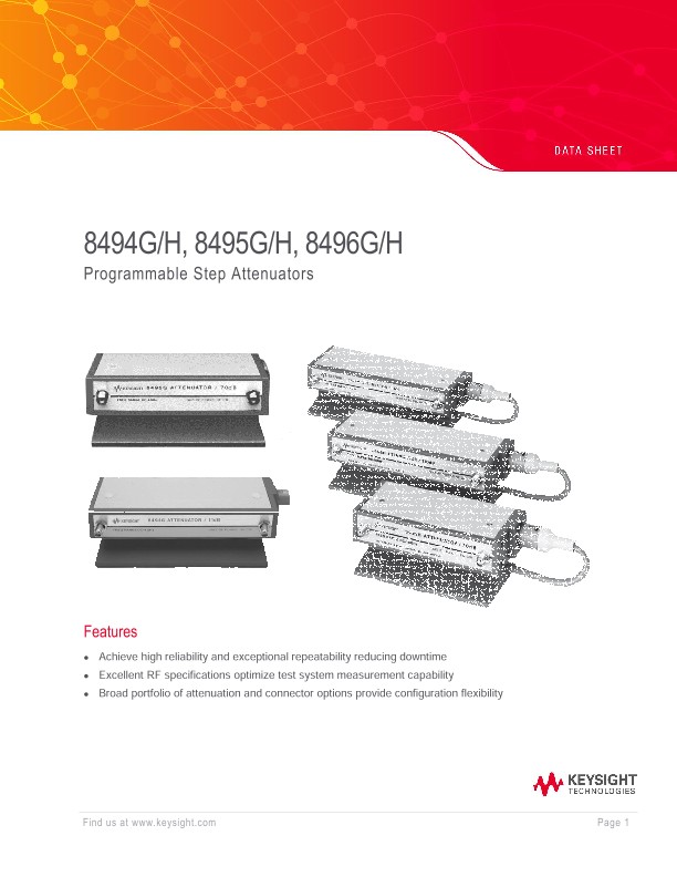 8494G/H, 8495G/H, 8496G/H Programmable Step Attenuators
