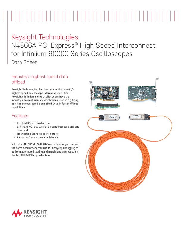 N4866A PCI Express High Speed Interconnect for Infiniium 90000 Series Oscilloscopes