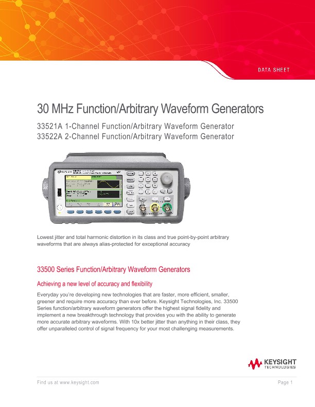 30 MHz Function/Arbitrary Waveform Generators
