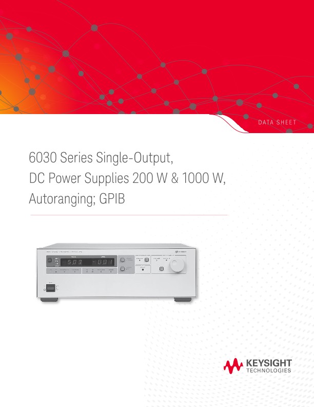 6030 Series Single-Output, DC Power Supplies 200 W & 1000 W, Autoranging; GPIB