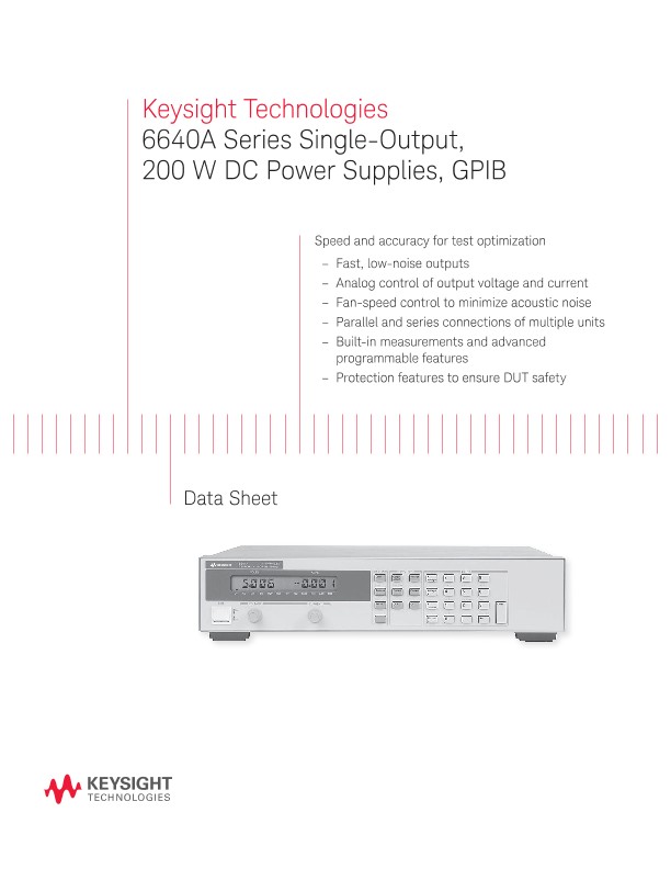 6640A Series Single-Output, 200 W DC Power Supplies, GPIB