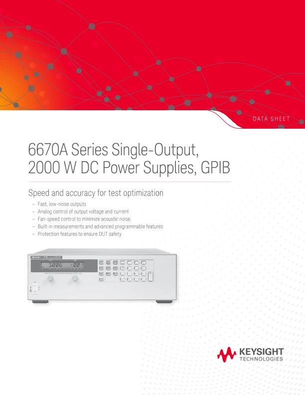 6670A Series Single-Output, 2000 W DC Power Supplies, GPIB