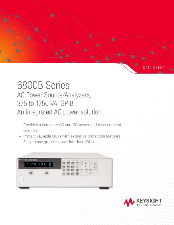 6800B Series AC Power Source/Analyzers, 375 to 1750 VA, GPIB