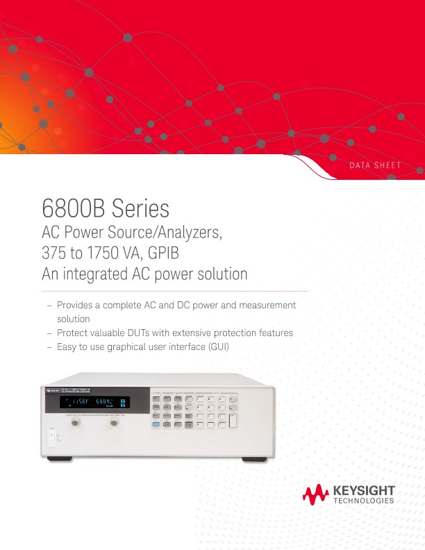 6800B Series AC Power Source/Analyzers, 375 to 1750 VA, GPIB