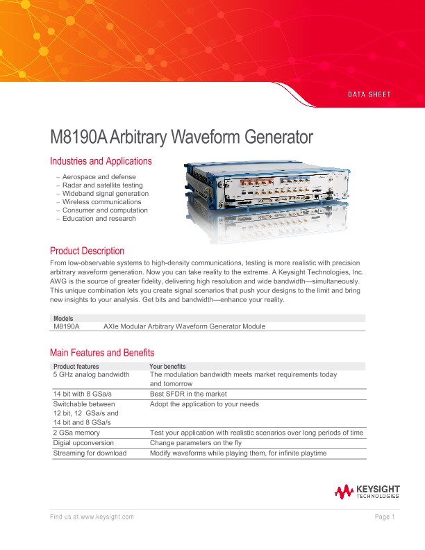 M8190A Arbitrary Waveform Generator