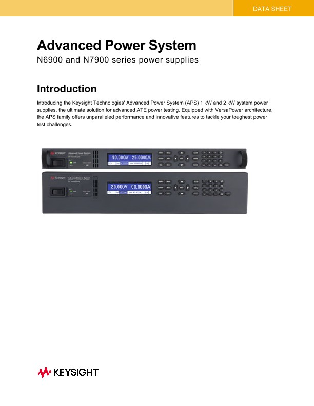 Advanced Power System N6900 and N7900 Series Power Supplies