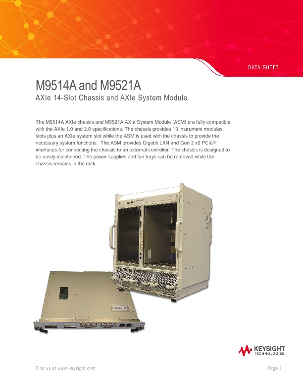 M9514A and M9521A AXIe 14-Slot Chassis and AXIe System Module 