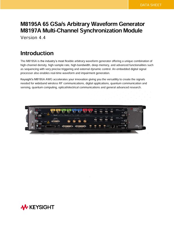 M8195A 65 GSa/s Arbitrary Waveform Generator