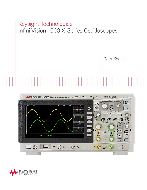 KEYSIGHT TECHNOLOGIES DSOX1204G. Digital Oscilloscope, InfiniiVision 1000 X  Series, 4 Channel, 70 MHz, 2 GSPS, 1 Mpts, 5 ns