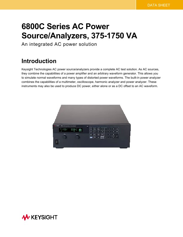 6800C Series AC Power Source/Analyzers, 375-1750 VA