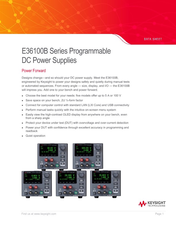 E36100B Series Programmable DC Power Supplies