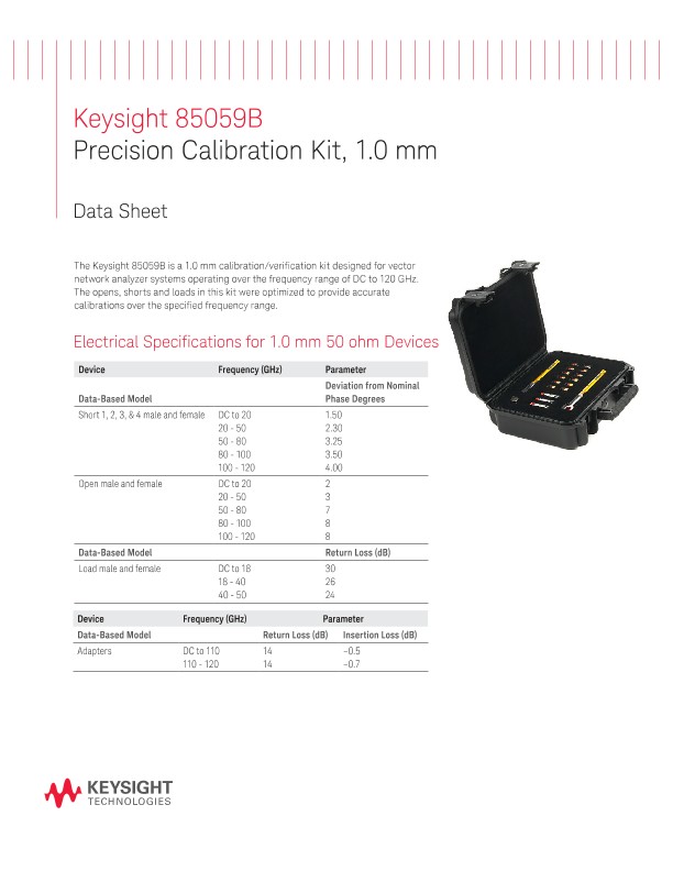 85059B Precision Calibration Kit, 1.0 mm