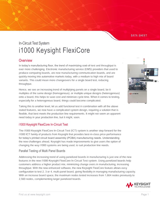 In-Circuit Test System i1000 Keysight FlexiCore
