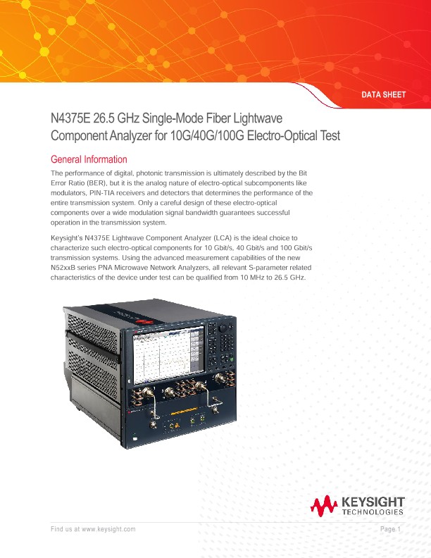 26.5 GHz Single-Mode Fiber Lightwave Component Analyzer