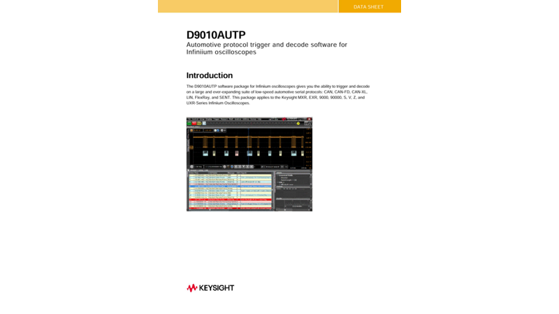 D9010AUTP Automotive Protocol Decode/Trigger Software (CAN, CAN FD, CAN ...