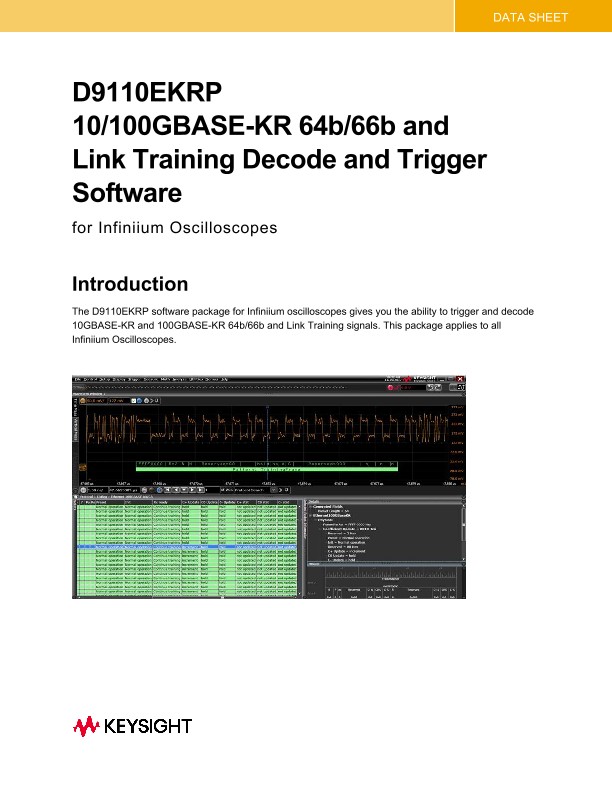D9010EKRP 10G/100GBASE-KR 64b/66b and Link Training Decode and Trigger Software